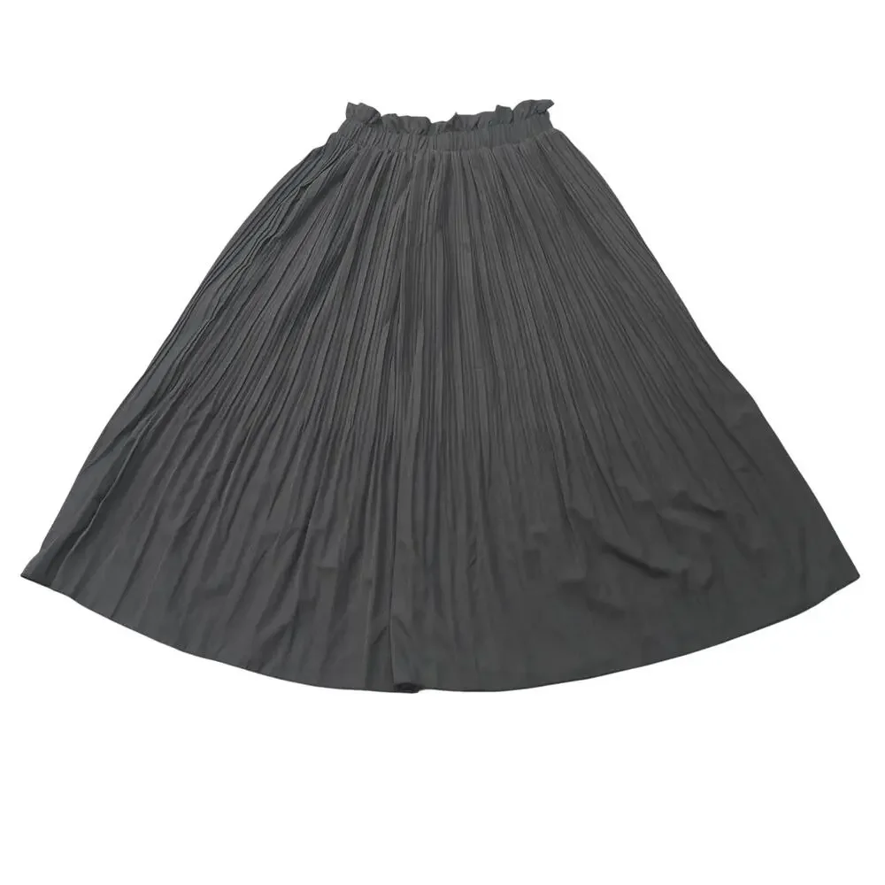 Naggoo Black Maxi Pleated Elastic Waist Skirt